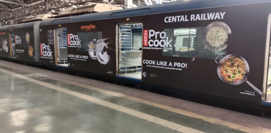 Advertising on a local train