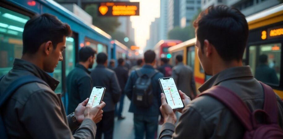 Mumbai One App interface showing metro and bus routes