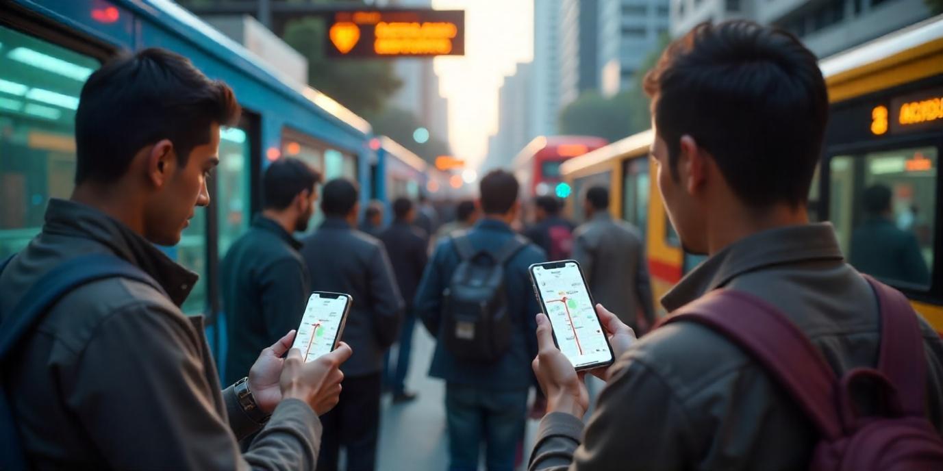 Mumbai One App interface showing metro and bus routes